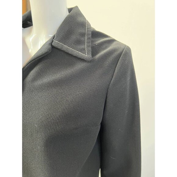 Vintage Womens Jacket Coat Black Button Up Collar Textured Long Sleeve L - Picture 3 of 12
